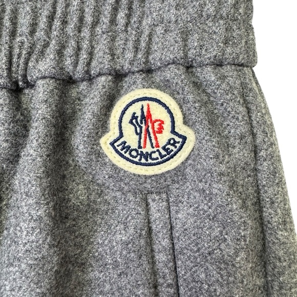 NEW Moncler Logo Patch Track Pants Gray Wool Blend Size 42 / Small - Picture 5 of 10